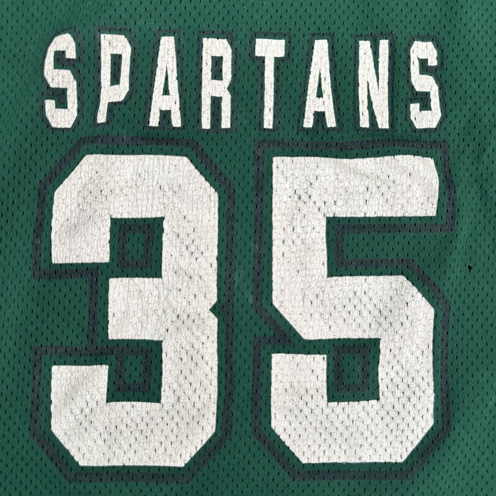 VTG 90s Logo 7 Michigan State Football Jersey #35 Men XX 54-56 Green Made in USA - Picture 12 of 16
